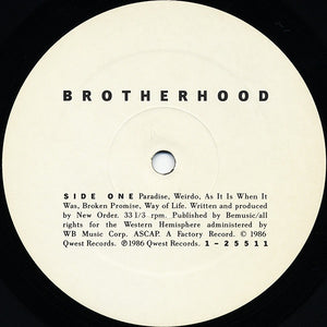 New Order ‎– Brotherhood - VG+ (Plain Cover) Lp Records 1986 Qwest USA Vinyl - Synth-pop