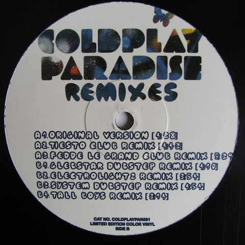 Coldplay ‎– Paradise Remixes - New LP Record 2012 Europe Import Random Colored Vinyl -Electronic / Indie Rock / House / Dubstep