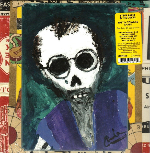 Steve Earle & The Dukes / Justin Townes Earle ‎– The Saint Of Lost Causes - New 7" Single Record Store Day 2021 New West USA RSD Yellow Vinyl - Country - Shuga Records