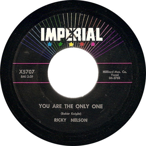 Ricky Nelson ‎– You Are The Only One / Milk Cow Blues - 7" Single 45rpm Mint- 1960 Imperial USA - Rock - Shuga Records
