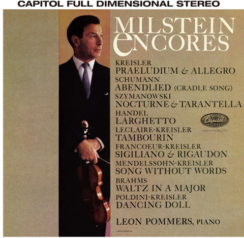 Nathan Milstein, Leon Pommers ‎– Milstein Encores (1961) - New LP Record 2018 Analogphonic USA 180gram Vinyl Reissue - Classical / Romantic
