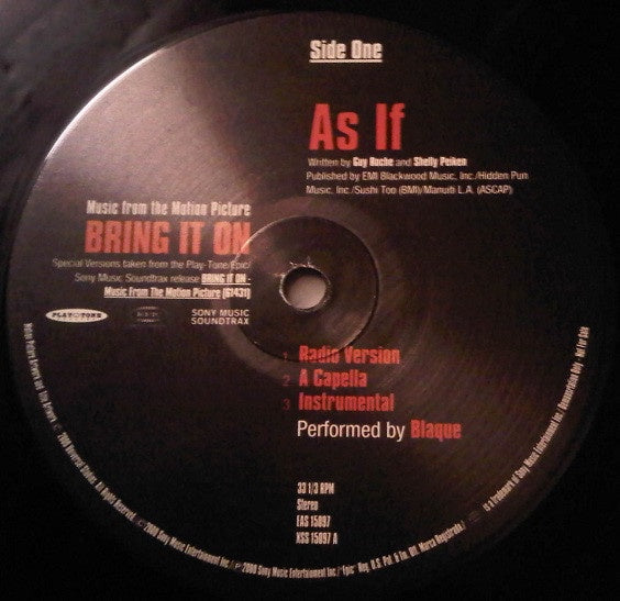 Blaque ‎– As If - VG+ 12" Promo Single 2000 Epic US - Funk / Soul
