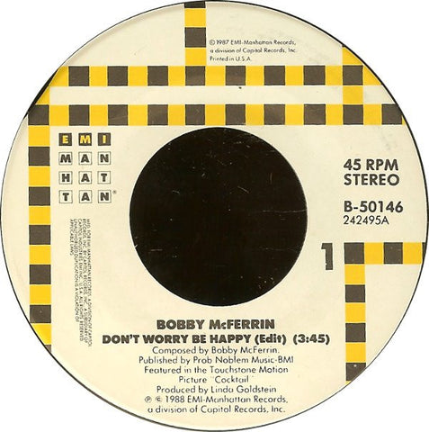 Bobby McFerrin ‎– Don't Worry, Be Happy / Simple Pleasures - VG+ 45rpm 1988 USA - Jazz / Funk / Soul