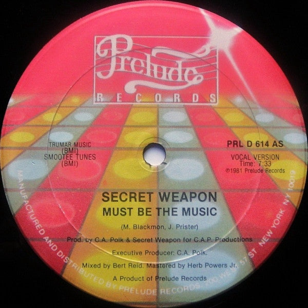 Secret Weapon ‎– Must Be The Music - VG+ 12" Single 1981 USA - Disco - Shuga Records