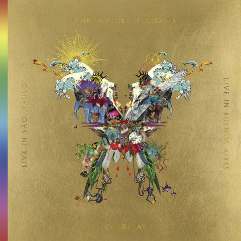 Coldplay ‎– Live In Buenos Aires / Live In São Paulo / A Head Full Of Dreams - New 3 LP Record 2018 Parlophone Europe 180 gram Gold Vinyl & 2x DVD - Alternative Rock / Pop