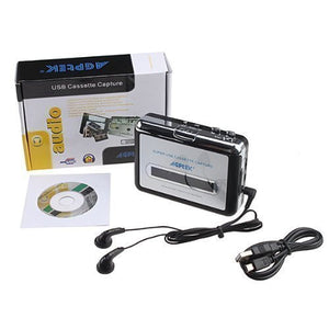 NEW - AGPtek Cassette Tape to PC Super USB Cassette-to-MP3 Player Converter With USB Cable, Headphones and Software