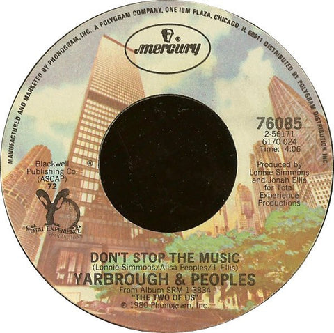 Yarbrough & Peoples ‎– Don't Stop The Music / You're My Song - VG+ 45rpm 1980 USA - Electronic / Funk / Soul