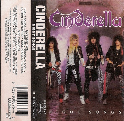 Cinderella ‎– Night Songs - Used Cassette 1986 Mercury Tape - Hard Rock