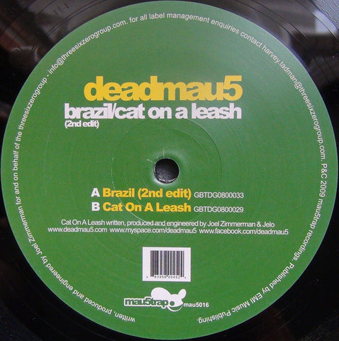 Deadmau5 ‎– Brazil (2nd Edit) / Cat On A Leash - Mint- 12" Single (UK Import) 2009 - House/Electro