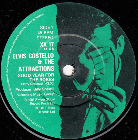 Elvis Costello & The Attractions ‎– Good Year For The Roses - Mint- 7" Single Used 45rpm 1981 F-Beat (UK Pressing) - Rock / New Wave