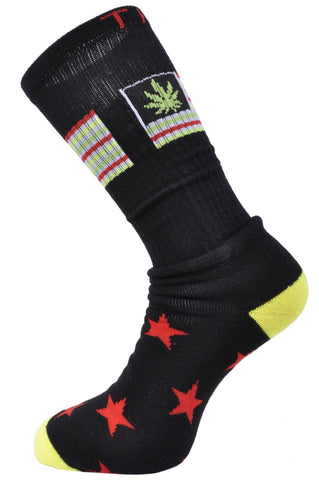 The Holy Couture - Men's Neon Bright America Weed Crew Socks LG (Sizes 7-13)