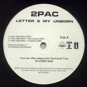 2Pac ‰Û_‰ÛÒ Letter 2 My Unborn / Niggaz Nature Remix - VG (sleight warp) 12" SIngle USA Promo 2001 - Hip Hop - Shuga Records Chicago