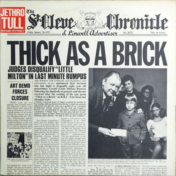 Jethro Tull ‎– Thick As A Brick - Mint- LP Record 1972 Reprise USA Vinyl & Newspaper - Prog Rock - Shuga Records