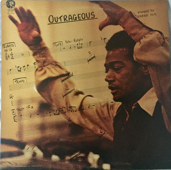 Johnny Pate ‎– Outrageous - VG+ LP Record 1970 MGM USA Promo Vinyl - Jazz /  Jazz-Funk - Shuga Records