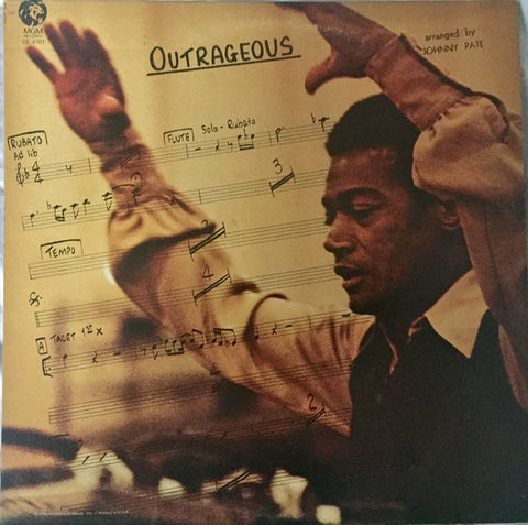 Johnny Pate ‎– Outrageous - VG+ LP Record 1970 MGM USA Promo Vinyl - Jazz /  Jazz-Funk