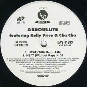 Absoulute featuring Kelly Price & Cha Cha ‎– Heat - Mint- 12" Single Record - 1998 USA Sony Vinyl - Hip Hop / RnB