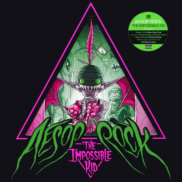 Aesop Rock - The Impossible Kid - Mint- 2 LP Record 2016 Rhymesayers Neon Pink & Green Vinyl & Poster - Hip Hop - Shuga Records