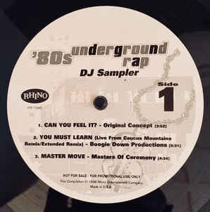 Various ‎– '80s Underground Rap DJ Sampler - 1998 USA Rhino Vinyl - Hip Hop