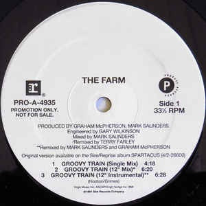 The Farm - Groovy Train - M- 12" Single Promo 1991 Reprise Records USA - Electronic / Acid House