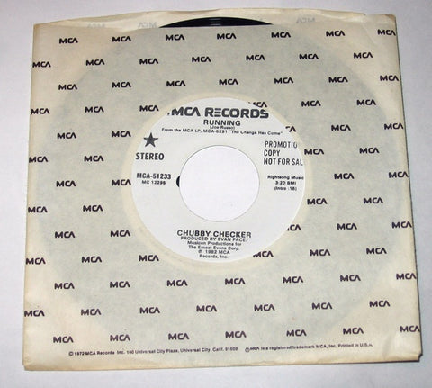 Chubby Checker- Running- M- 7" Single 45RPM- 1982 MCA Records USA-  Rock/Pop