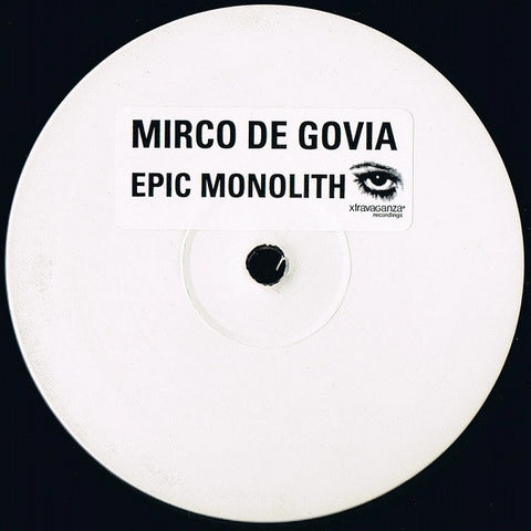 Mirco de Govia ‎– Epic Monolith - VG+ 12" Single Record 2002 Xtravaganza UK Import White Label Promo Vinyl - Trance