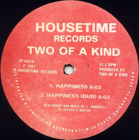 Two Of A Kind ‎– Happiness - VG- (low Grade) 12" Single USA 1987 - Chicago House