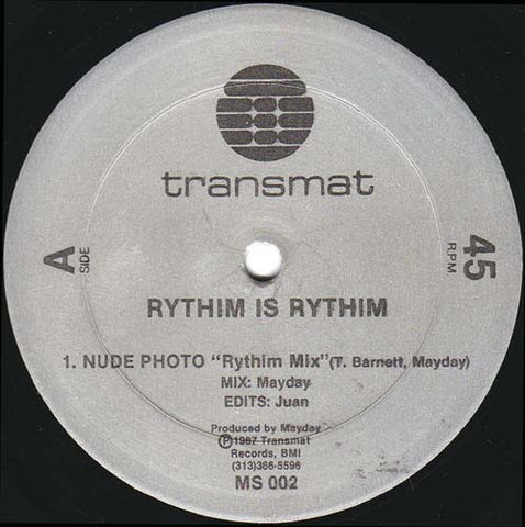 Rythim Is Rythim ‎– Nude Photo VG- (low grade) 12" Single Record 1987 USA Transmat Original Vinyl  - Detroit Techno
