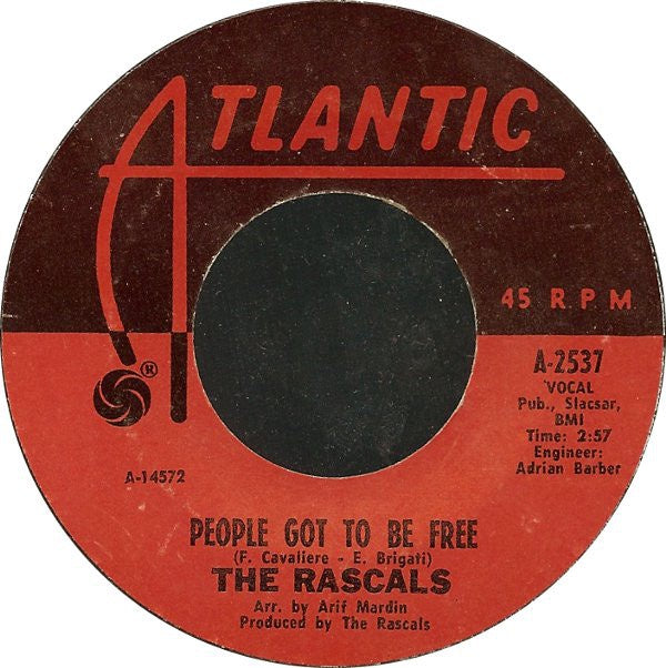 The Rascals ‎– My World / People Got To Be Free VG+ 7" Single 45 Record 1968 Atlantic USA - Pop Rock - Shuga Records