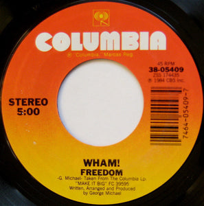 Wham! - Freedom / Heartbeat VG+ - 7" Single 45RPM 1985 Columbia USA - Synth-Pop