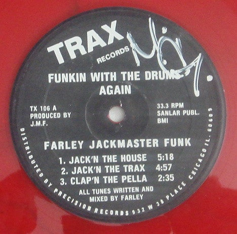 Farley Jackmaster Funk ‎– Funkin With The Drums Again - VG- 12" Single 1985 USA - Chicago House - Shuga Records