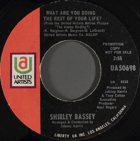 Shirley Bassey ‎- Something - VG+ 7" Single Promo Used 45rpm 1970 United Artists USA - Jazz