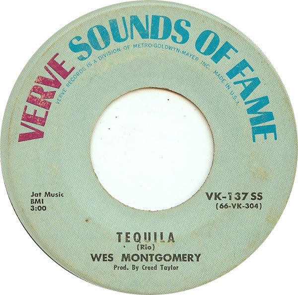 Wes Montgomery ‎– Tequila / Goin' Out Of My Head - VG 7" Single 45rpm Verve USA - Jazz