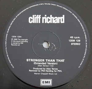 Cliff Richard ‎– Stronger Than That VG+ - 12" Single 1990 EMI USA - Pop/Rock
