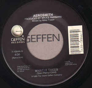 Aerosmith ‎– What It Takes / Monkey On My Back - VG+ 7" Single 45RPM 1990 Geffen USA - Rock