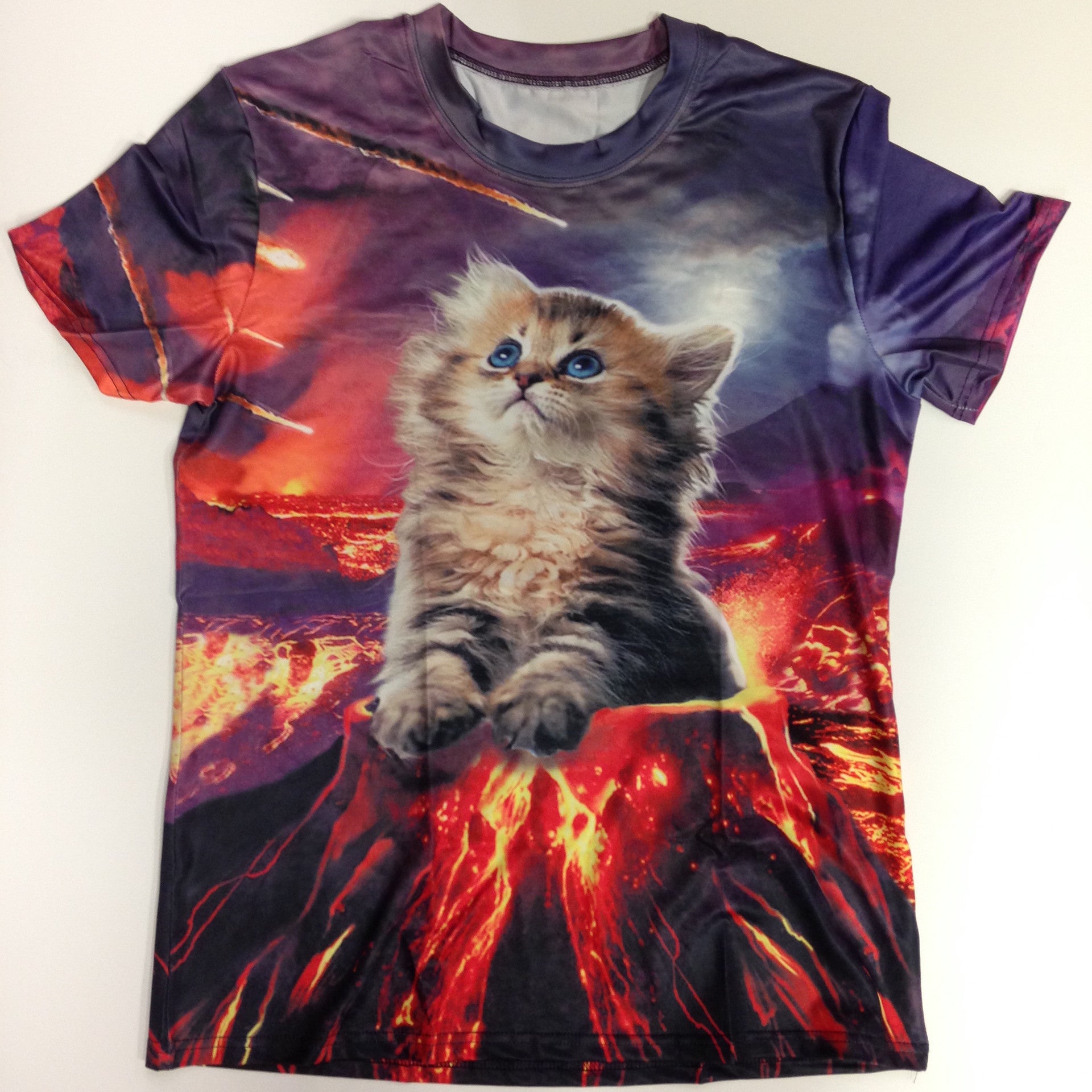 Cat in Volcano Lava - 88% Polyester / 12% Spandex Blend