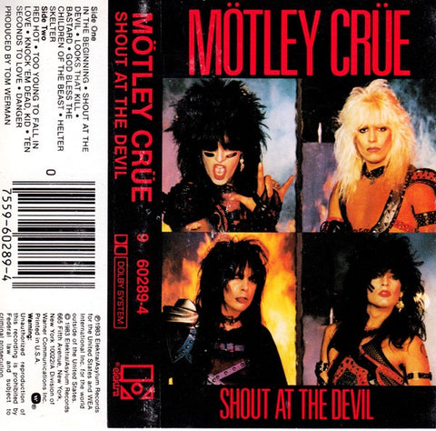 Mötley Crüe ‎– Shout At The Devil - Used Cassette Tape 1983 Elektra - Rock