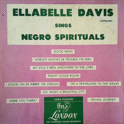 Ellabelle Davis ‎– Sings Negro Spirituals - VG+ 10" Lp Record 1950 London UK Import Vinyl - Gospel
