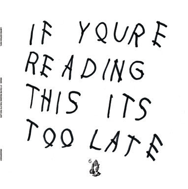Drake - If You're Reading This Its Too Late - New 2 lp Record 2015 Europe Import on Clear Vinyl - Hip Hop / Rap