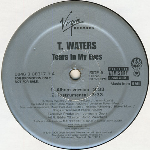 T. Waters - Tears In My Eyes Mint- - 12" Single 2005 So So Def USA - Rap