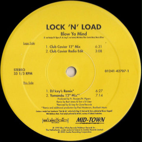 Lock 'N' Load - Blow Ya Mind VG+ - 12" Single 1999 Jive Electro USA - Breaks