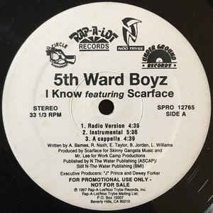 5th Ward Boyz Featuring Scarface ‎– I Know / Heat - 12" Single Promo 1997 Rap-A-Lot Records USA - Hip Hop