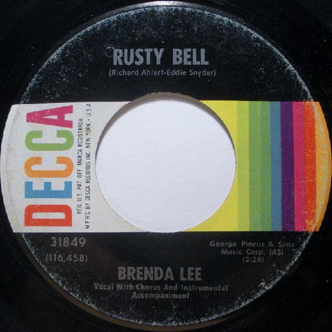 Brenda Lee ‎– Rusty Bell / If You Don't (Not Like You)- M- 7" Single 45RPM 1965 Decca USA - Pop