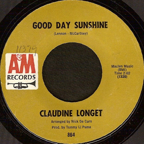 Claudine Longet ‎– Good Day Sunshine / The Look Of Love VG+ 7" Single 45rpm 1967 A&M USA - Jazz