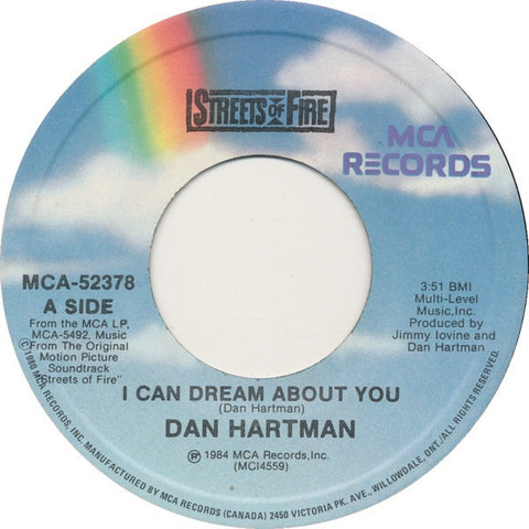 Dan Hartman / The Blasters ‎– I Can Dream About You / Blue Shadows - Mint- 45rpm 1984 USA - Rock / Soundtrack