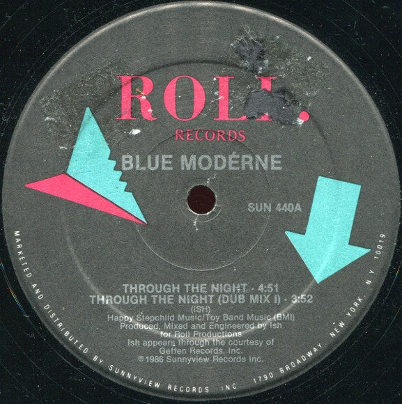 Blue Modérne ‎- Through The Night - Mint- 12" Single 1986 USA - Funk / Soul / Disco - Shuga Records