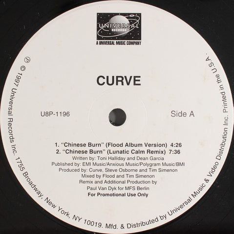 Curve ‎- Chinese Burn - VG+ 12" Single Promo 1997 USA - Breaks / Trance