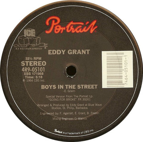 Eddy Grant ‎– Boys In The Street - VG+ 12" Single Record - 1984 USA Portrait Vinyl - Pop Rock