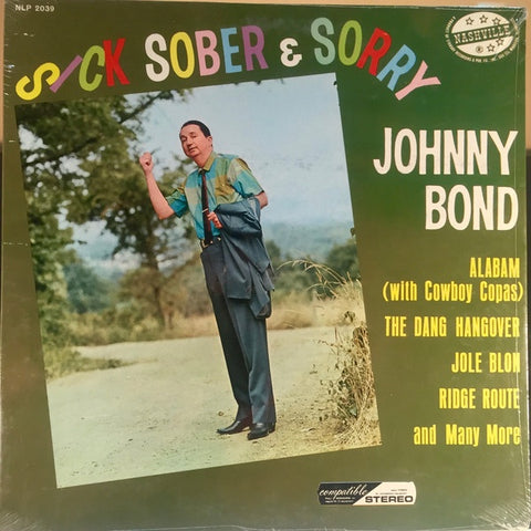 Johnny Bond ‎– Sick, Sober & Sorry - VG+ Lp Record 1967 Nashville USA Vinyl - Country