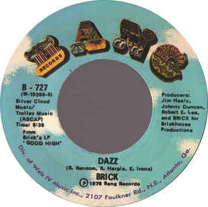 Brick ‎– Dazz / Southern Sunset - VG 7" Single 45RPM 1976 Bang Records USA - Disco