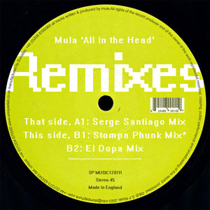 Mula - All In The Head (Remixes) - VG+ 12" Single (UK Import) 2003 - House